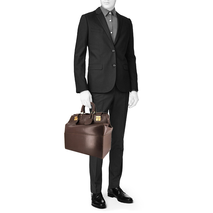 Sac de voyage Gucci Vintage en cuir marron - Detail D1