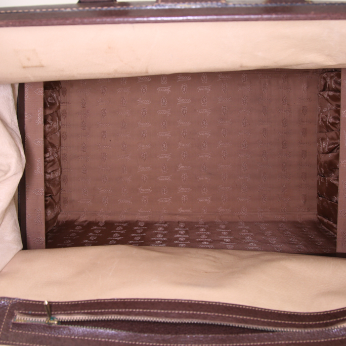 Sac de voyage Gucci Vintage en cuir marron - Detail D2