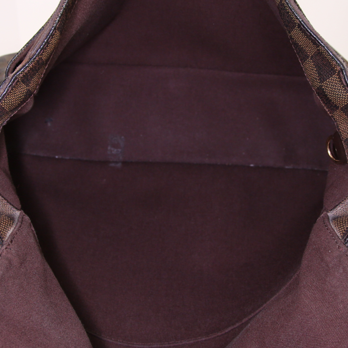 Louis Vuitton  Messenger shoulder bag  in ebene damier canvas  and brown leather - Detail D2
