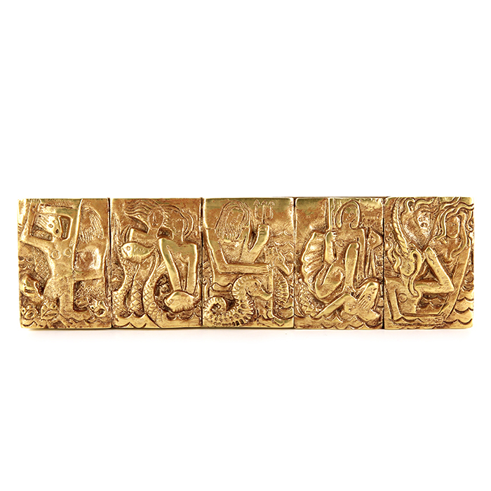 Line Vautrin, boîte "Neptune" en bronze doré, des années 1955, signée - Detail D1