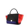 Bolso de mano Celine Trapeze modelo mediano en cuero tricolor negro, azul y rojo - 00pp thumbnail