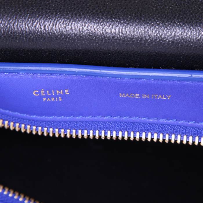 Sac à main Celine Trapeze moyen modèle en cuir tricolore noir bleu et rouge - Detail D4