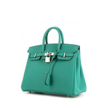Bolso de mano Hermes Birkin 25 cm en cuero togo Vert Veronese
