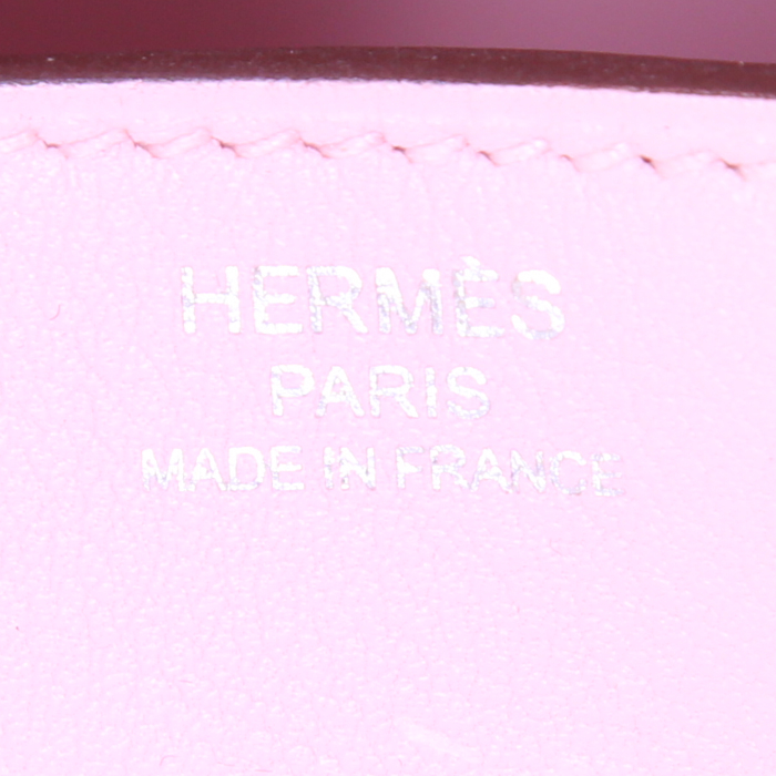 Bolso de mano Hermes Birkin 25 cm en cuero swift rosa - Detail D3