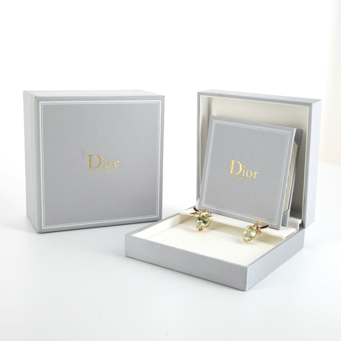 Pendientes Dior Gourmande en oro amarillo,  zafiros violetos y diamantes y en cuarzo verde - Detail D2