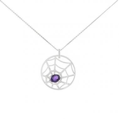 Pendentif Chaumet Attrape Moi Si Tu M'Aimes en or blanc, diamants et améthyste