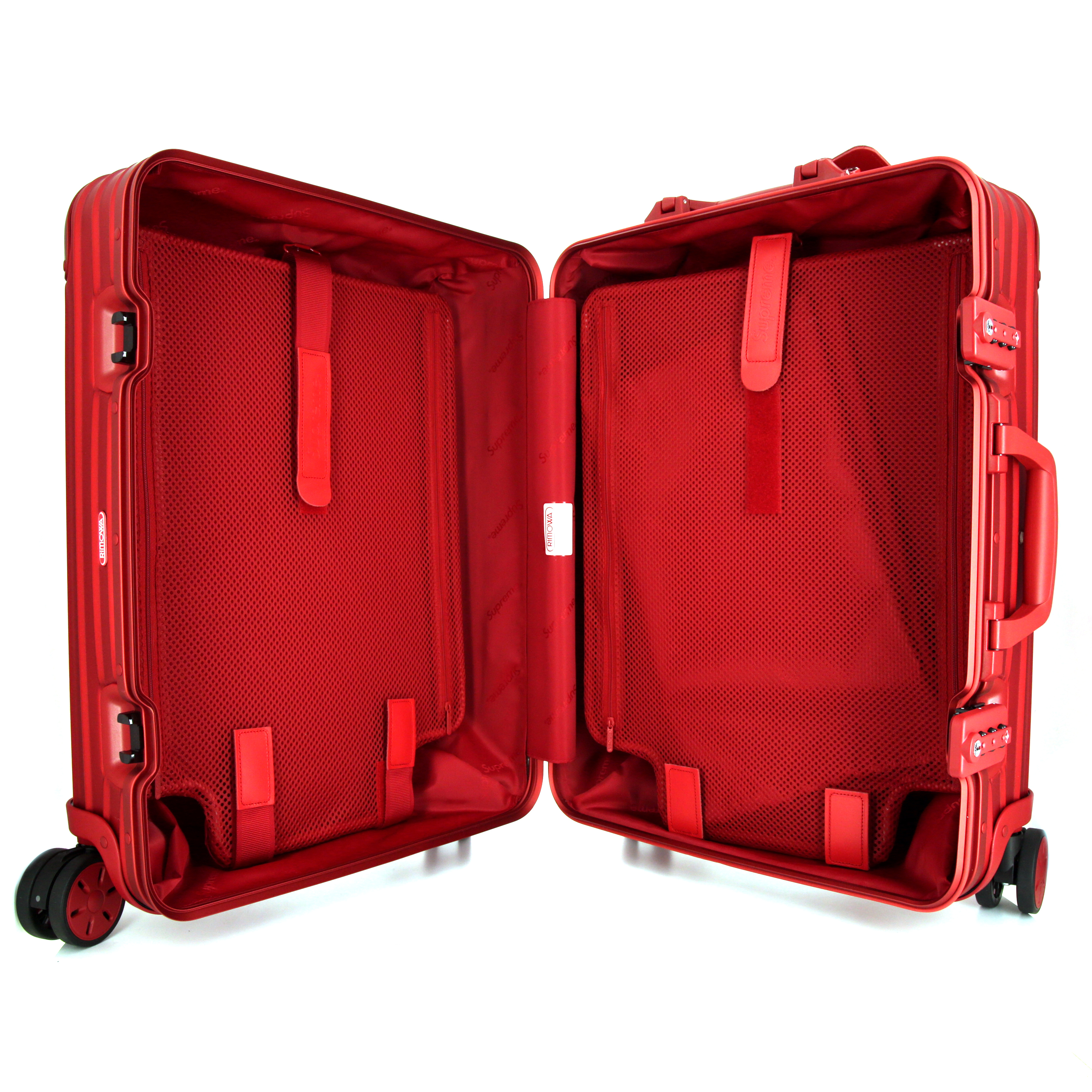Rimowa Check-In Edition Limitée rigid suitcase in red and white bicolor aluminium and red plastic - Detail D2
