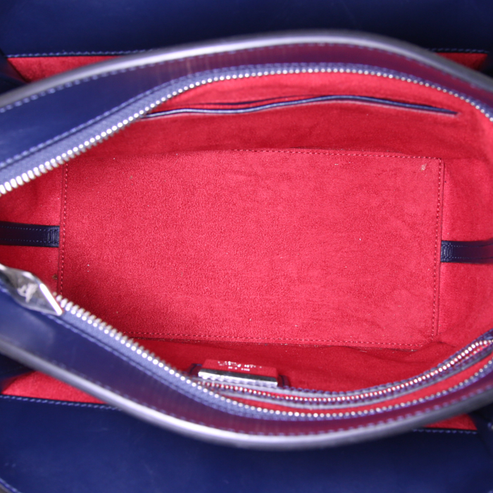 Christian Louboutin Eloise handbag in dark blue leather and dark blue suede - Detail D3