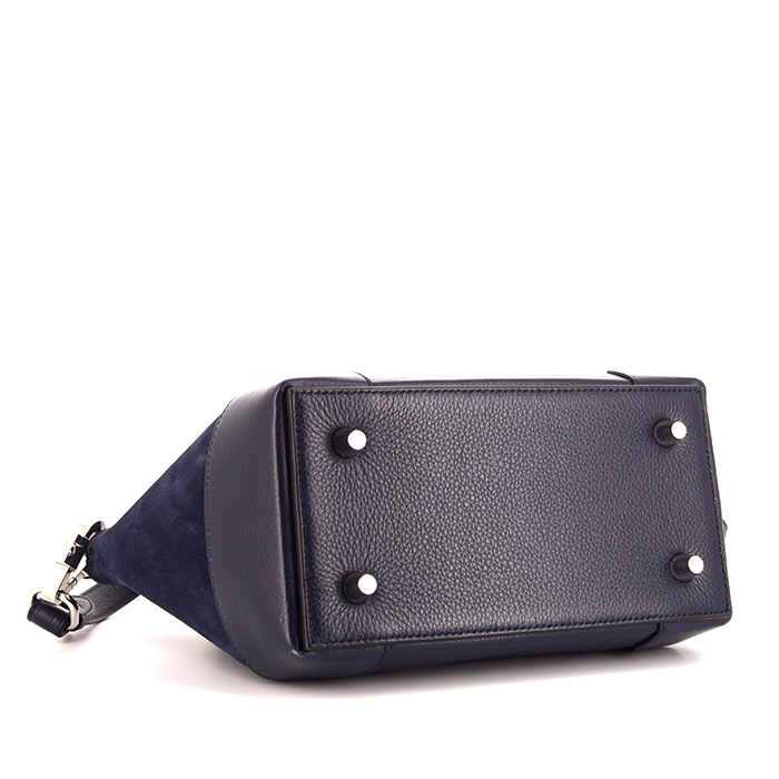 Christian Louboutin Eloise handbag in dark blue leather and dark blue suede - Detail D5