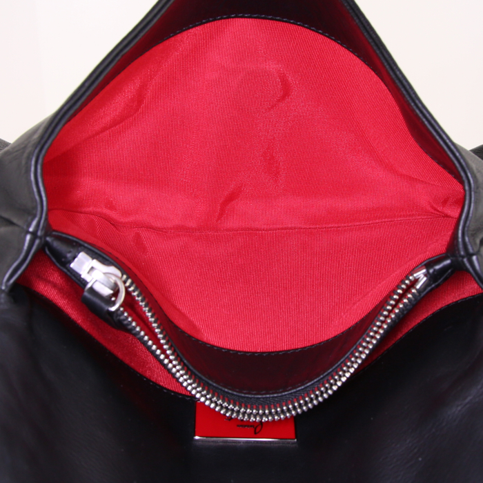 Pochette Christian Louboutin in pelle nera con borchie - Detail D2