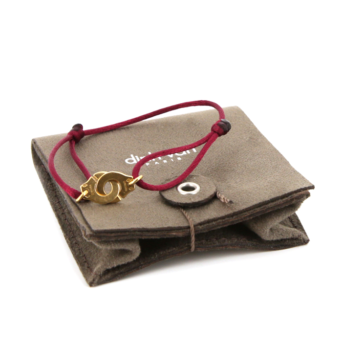 Bracciale Dinh Van Menottes R10 in oro giallo e seta plum - Detail D2