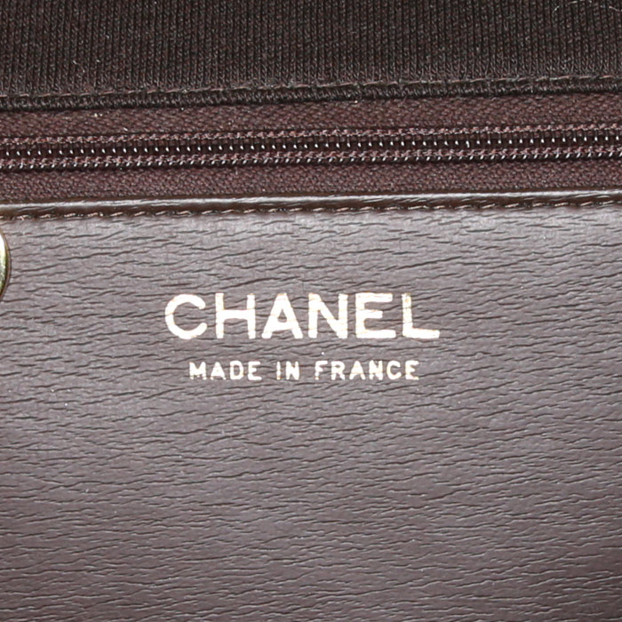 Sac à main Chanel  Mademoiselle en jersey marron - Detail D3