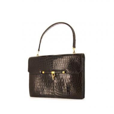 Bolso de mano Hermès Palonnier en cocodrilo marrón