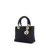 Dior Lady Dior medium model handbag in dark blue canvas cannage - 00pp thumbnail