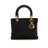 Dior Lady Dior medium model handbag in dark blue canvas cannage - 360 thumbnail