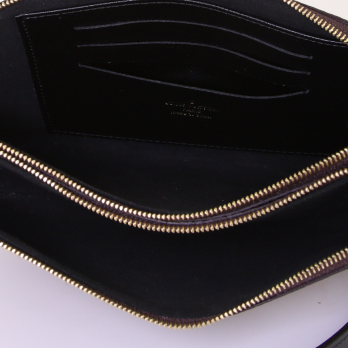 Louis Vuitton Double Zip shoulder bag in brown monogram canvas and black leather - Detail D2