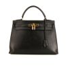 Hermes Kelly 32 cm handbag in black Fjord leather - 360 thumbnail