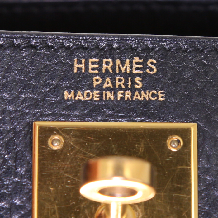 Hermes Kelly 32 cm handbag in black Fjord leather - Detail D4