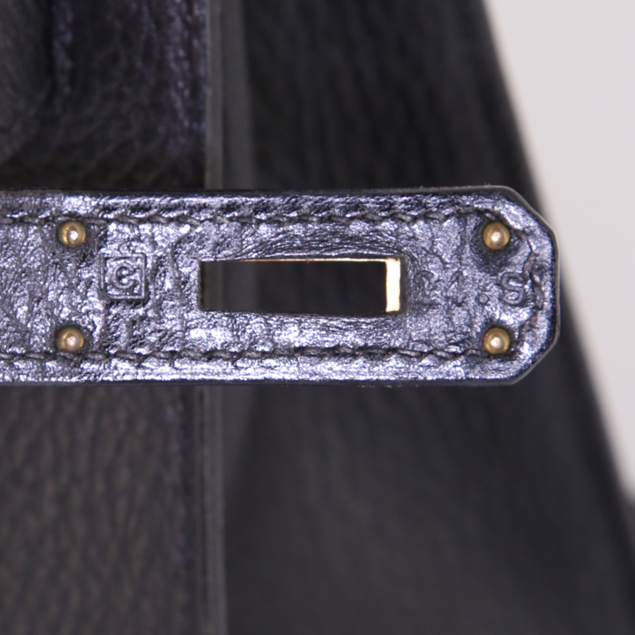 Hermes Kelly 32 cm handbag in black Fjord leather - Detail D5