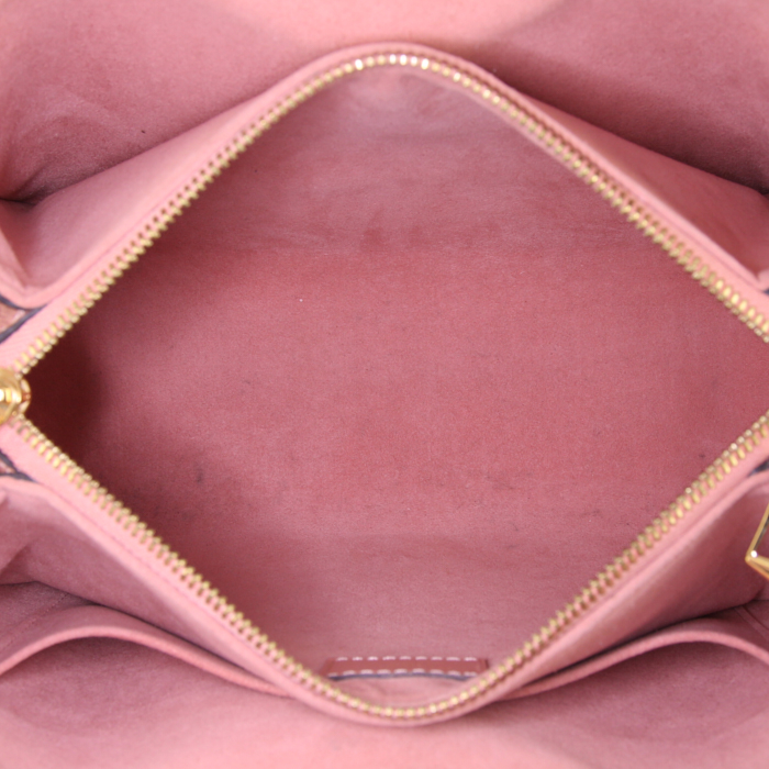 Borsa Louis Vuitton Soufflot BB in tela monogram marrone e pelle rosa - Detail D3