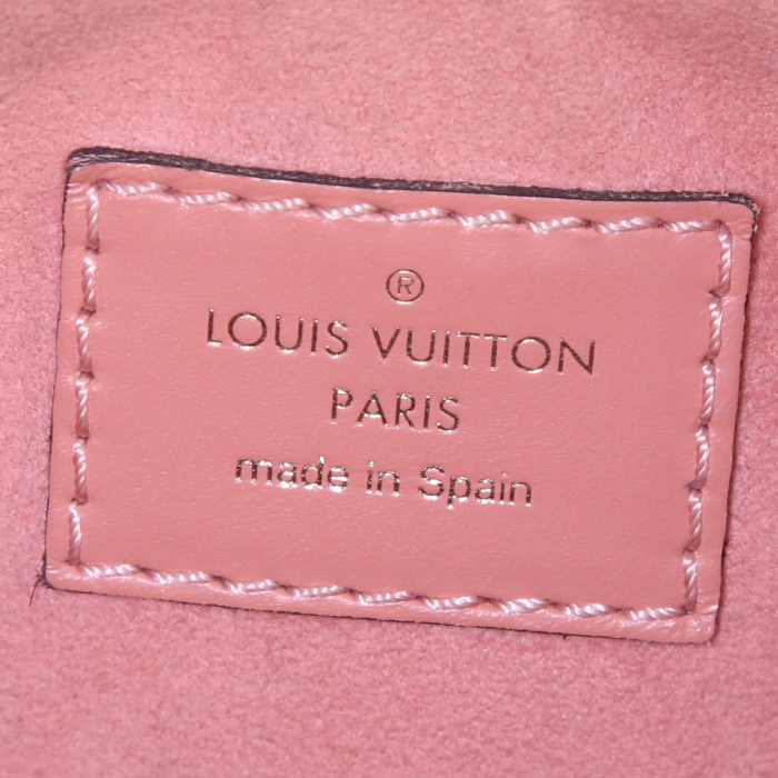 Sac à main Louis Vuitton Soufflot BB en toile monogram marron et cuir rose - Detail D4