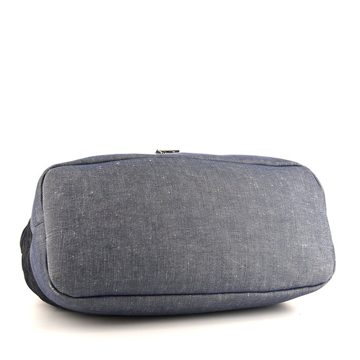 Chanel handbag in denim canvas and grey canvas - Detail D5