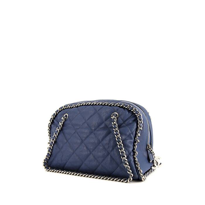 Chanel Light Blue Quilted Shimmer Leather Large Just Mademoiselle