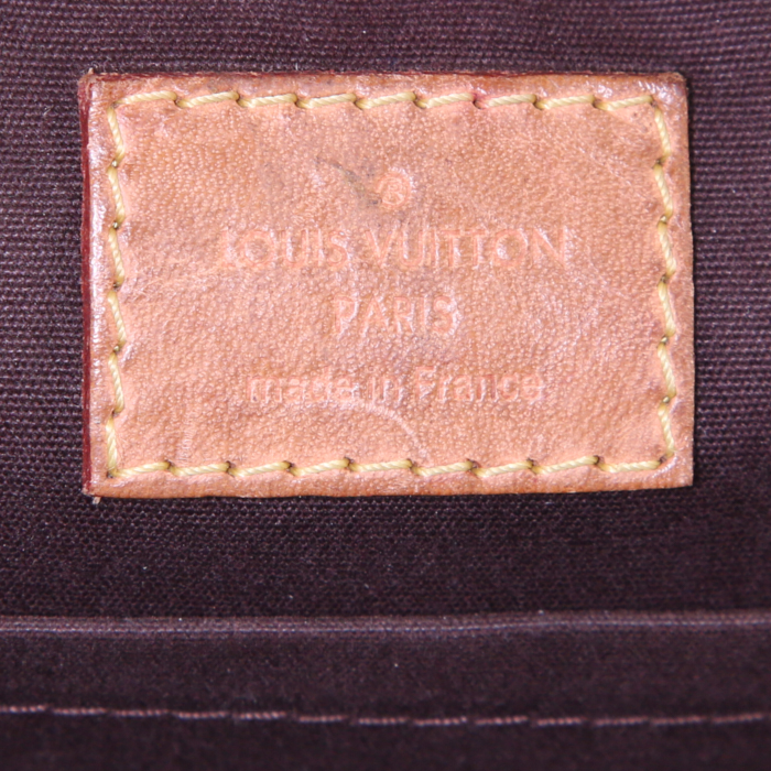 Borsa Louis Vuitton Sheerwood in pelle verniciata monogram color prugna - Detail D3