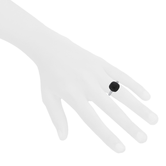 Pomellato Capri ring in white gold, onyx and diamonds - Detail D1