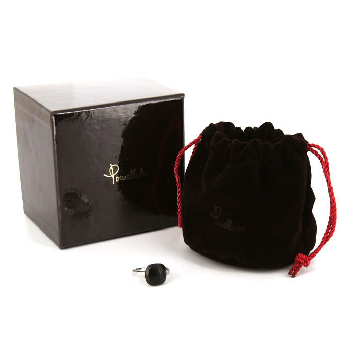 Pomellato Capri ring in white gold, onyx and diamonds - Detail D2