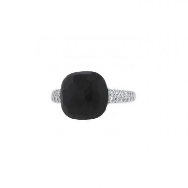 Pomellato Capri ring in white gold,  onyx and diamonds