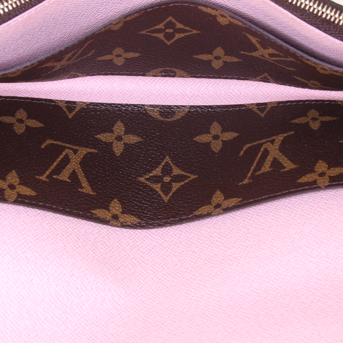 Portefeuille Louis Vuitton Sarah en toile monogram marron et cuir rose-pale - Detail D2