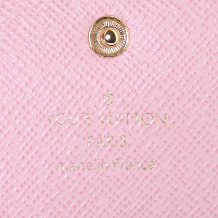 Billetera Louis Vuitton Sarah en lona Monogram marrón y cuero rosa pálido - Detail D3