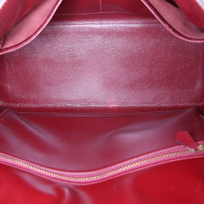 Hermes Kelly 32 cm handbag in burgundy box leather - Detail D3