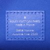 Borsa weekend Louis Vuitton Keepall Editions Limitées in tela monogram Clouds celeste e bianca e pelle blu - Detail D4 thumbnail