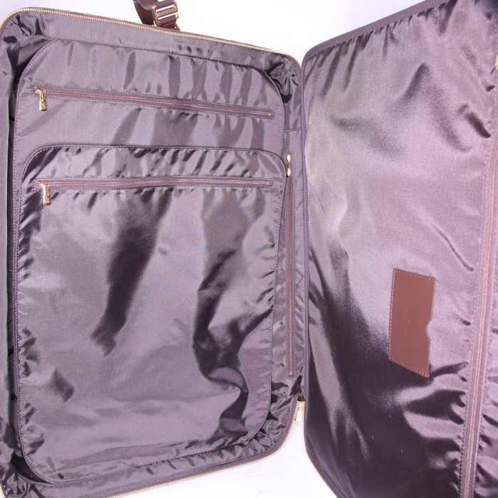 Louis Vuitton suitcase in ebene damier canvas and brown leather - Detail D2