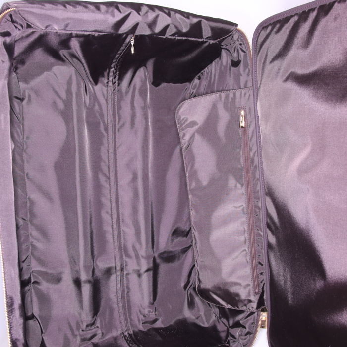 Louis Vuitton suitcase in ebene damier canvas and brown leather - Detail D3