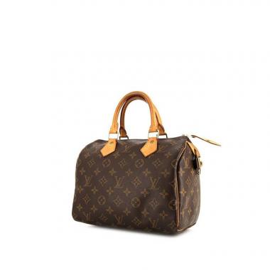 Bolso de mano Louis Vuitton Speedy 25 cm en lona Monogram marrón y cuero natural