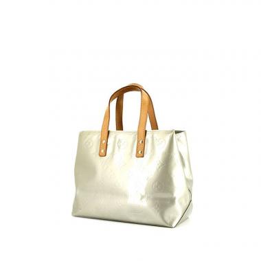 Sac à main Louis Vuitton Reade en cuir verni monogram vert et cuir naturel