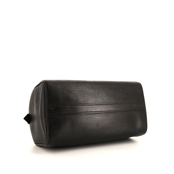 Sac à main Louis Vuitton Speedy 30 en cuir épi noir - Detail D4