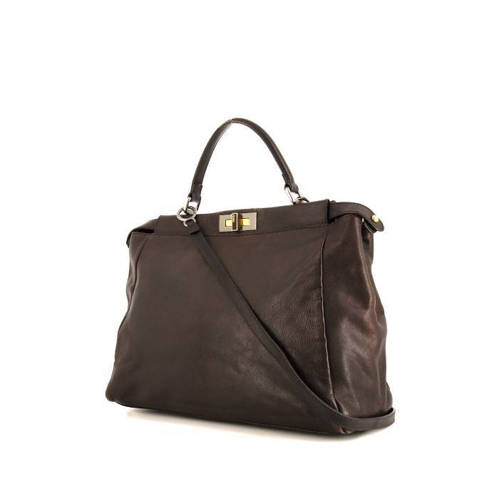 Fendi Peekaboo large model handbag in brown leather - 00pp