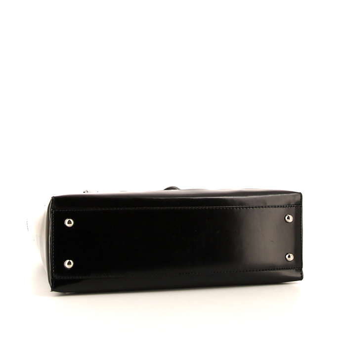 Shopping bag Celine in resina trasparente e nera e pelle nera - Detail D4