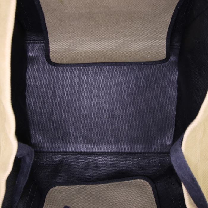 Bolso Cabás Céline Cabas Phantom en lona caqui y marrón y cuero marrón - Detail D2