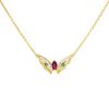 Vintage 1990's necklace in yellow gold,  diamonds and emerald and in ruby - 00pp thumbnail