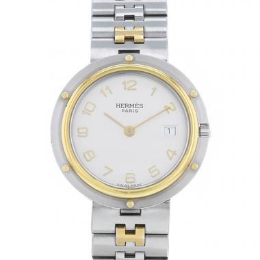 Orologio Hermès Olympia in acciaio e oro placcato Circa  1990