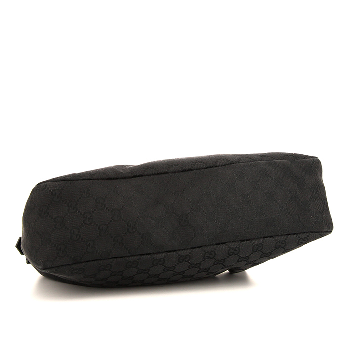 Sac à main Gucci Mors en toile monogram noire et cuir noir - Detail D4