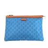 Gucci shopping bag in blue monogram canvas and brown leather - 360 Front thumbnail