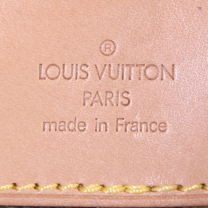 Zaino Louis Vuitton Montsouris Backpack modello medio in tela monogram marrone e pelle naturale - Detail D4