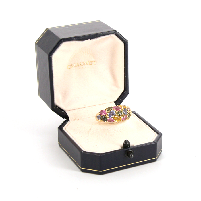 Chaumet Tutti-Frutti 1980's ring in yellow gold and sapphires - Detail D2
