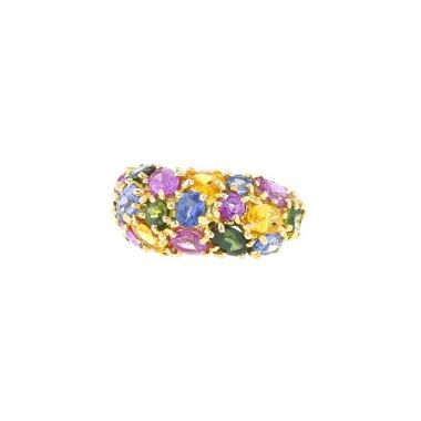 Chaumet Tutti-Frutti 1980's ring in yellow gold and sapphires